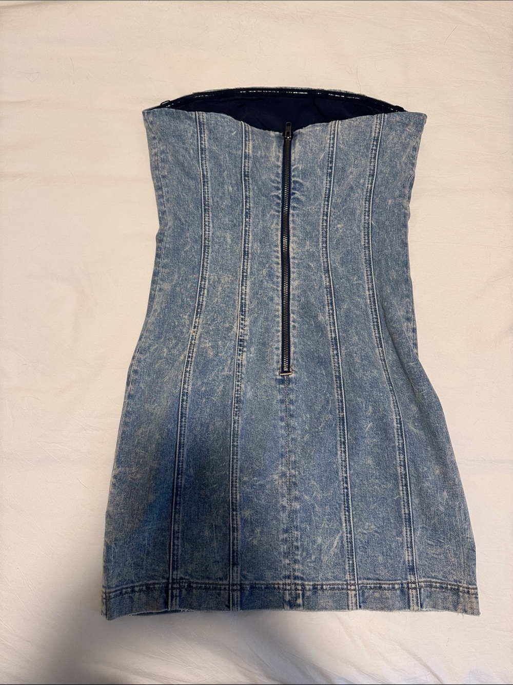 Alice + Olivia Palmer Denim Strapless Mini Dress - Picture 3 of 4